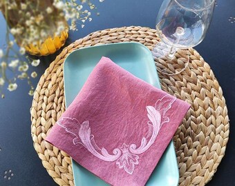 Custom Embroidered Linen Napkins for Wedding  Anniversaries Dining and Parties