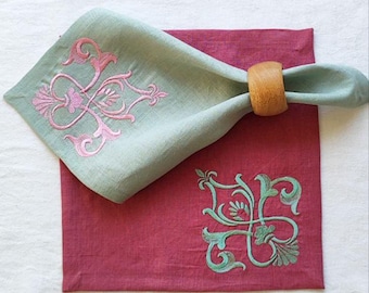 Custom Embroidered Linen Napkins for Weddings, Anniversaries, and Celebrations