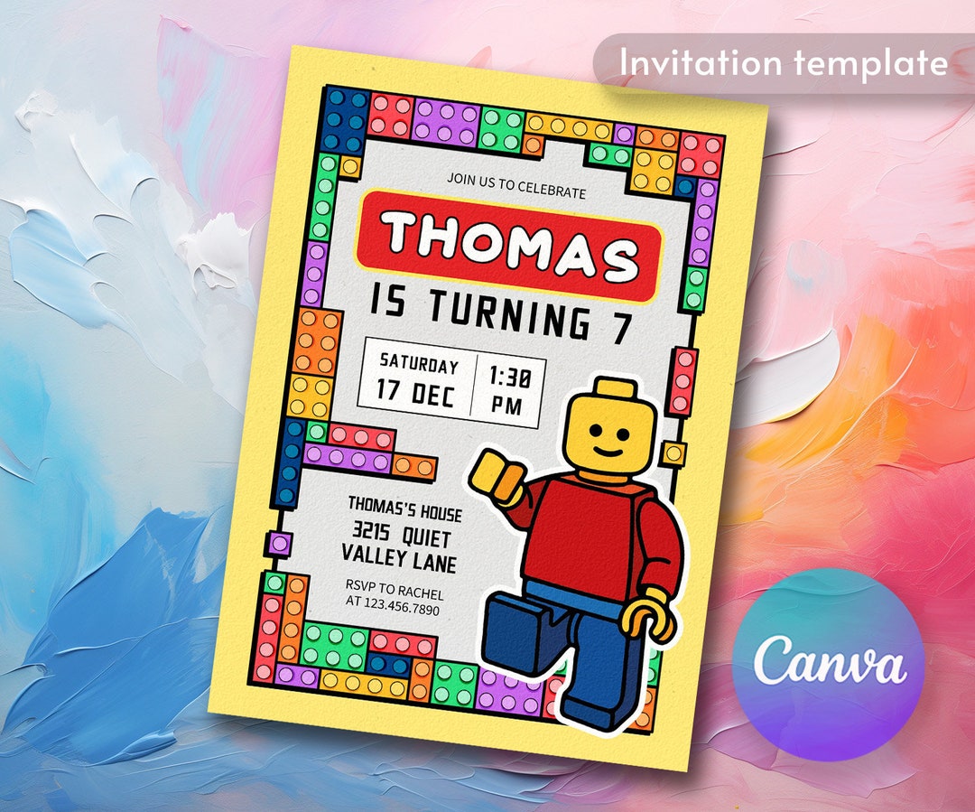 Building Blocks Birthday Invitation, Construction Birthday Invitation ...