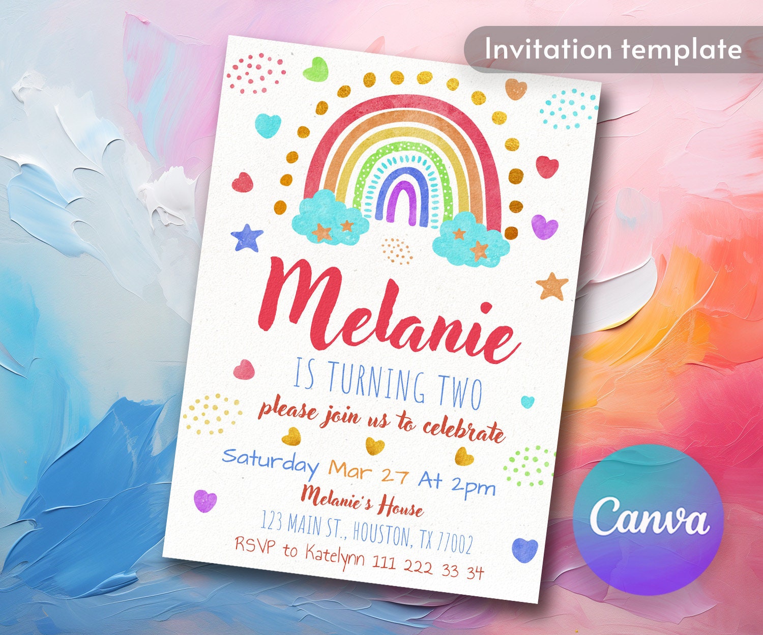 Editable Printable Rainbow Invitation Boy Girl Birthday - Etsy Canada