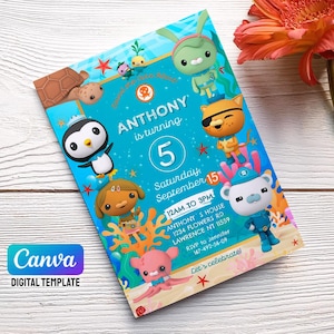 Invito Octonauts, invito di compleanno modificabile stampabile, invito del Capitano Barnacles, modello di invito alla festa di compleanno di un ragazzo
