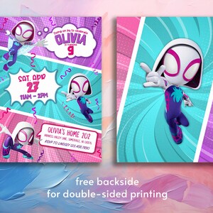 Gwen Birthday Invitation, Spider-verse Girl Birthday Invite, Editable ...