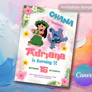 Printable Editable Stitch Invitation, Lilo and Stitch Birthday Invite, Stitch Party Invite template, girl birthday, boy bday