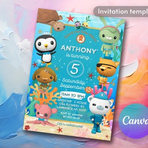 Octonauts invitation, printable editable birthday invite, Captain Barnacles invite, girl boy birthday party invite template