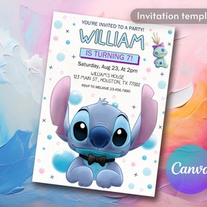 Printable Editable Stitch Invitation, Lilo and Stitch Birthday Invite, Stitch Party Invite template, girl birthday, boy bday