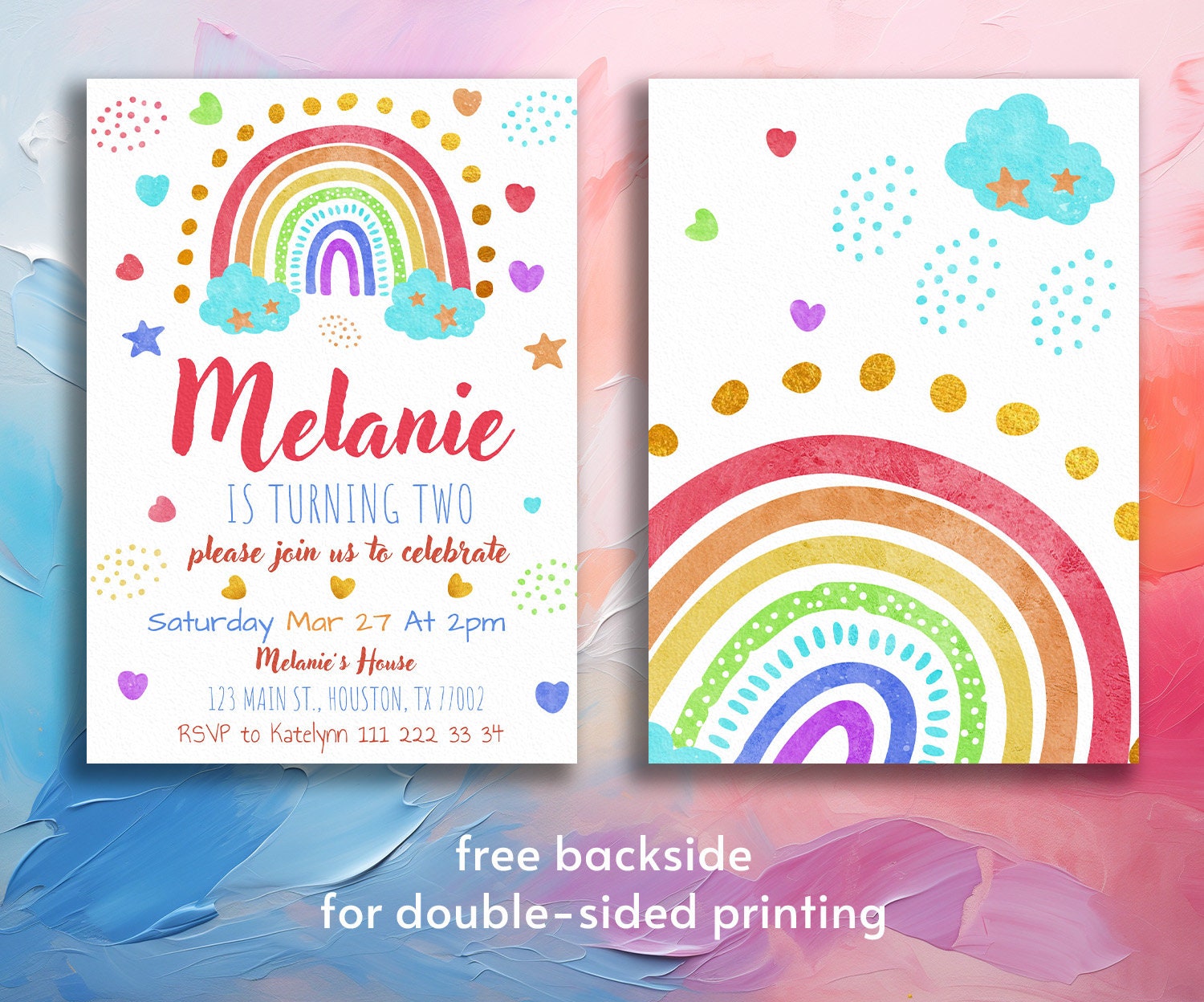 Editable Printable Rainbow Invitation Boy Girl Birthday - Etsy Canada