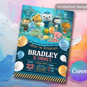 Octonauts invitation, printable editable birthday invite, Captain Barnacles invite, girl boy birthday party invite template