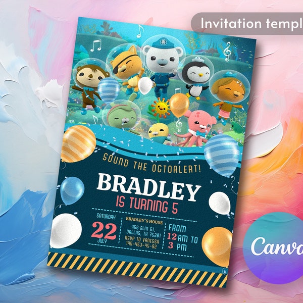 Octonauts invitation, printable editable birthday invite, Captain Barnacles invite, girl boy birthday party invite template