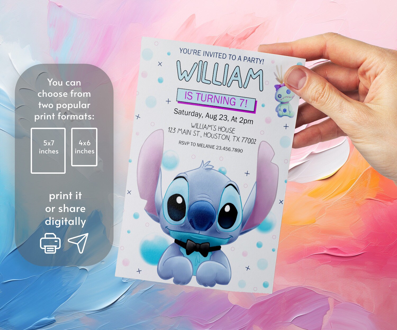 Printable Editable Stitch Invitation, Lilo and Stitch Birthday Invite, Stitch Party Invite ...