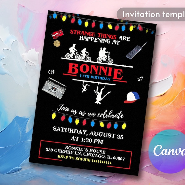 Personalized Printable Boy Girl Birthday Invitation | strange things birthday invite | personalisation invitation | birthday party