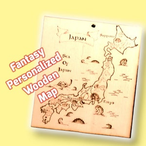 Carte gravée au laser en bois fantaisie personnalisée - Personnaliser avec chemin de voyage et texte, carte en bois personnalisée avec laser, cadeau unique !