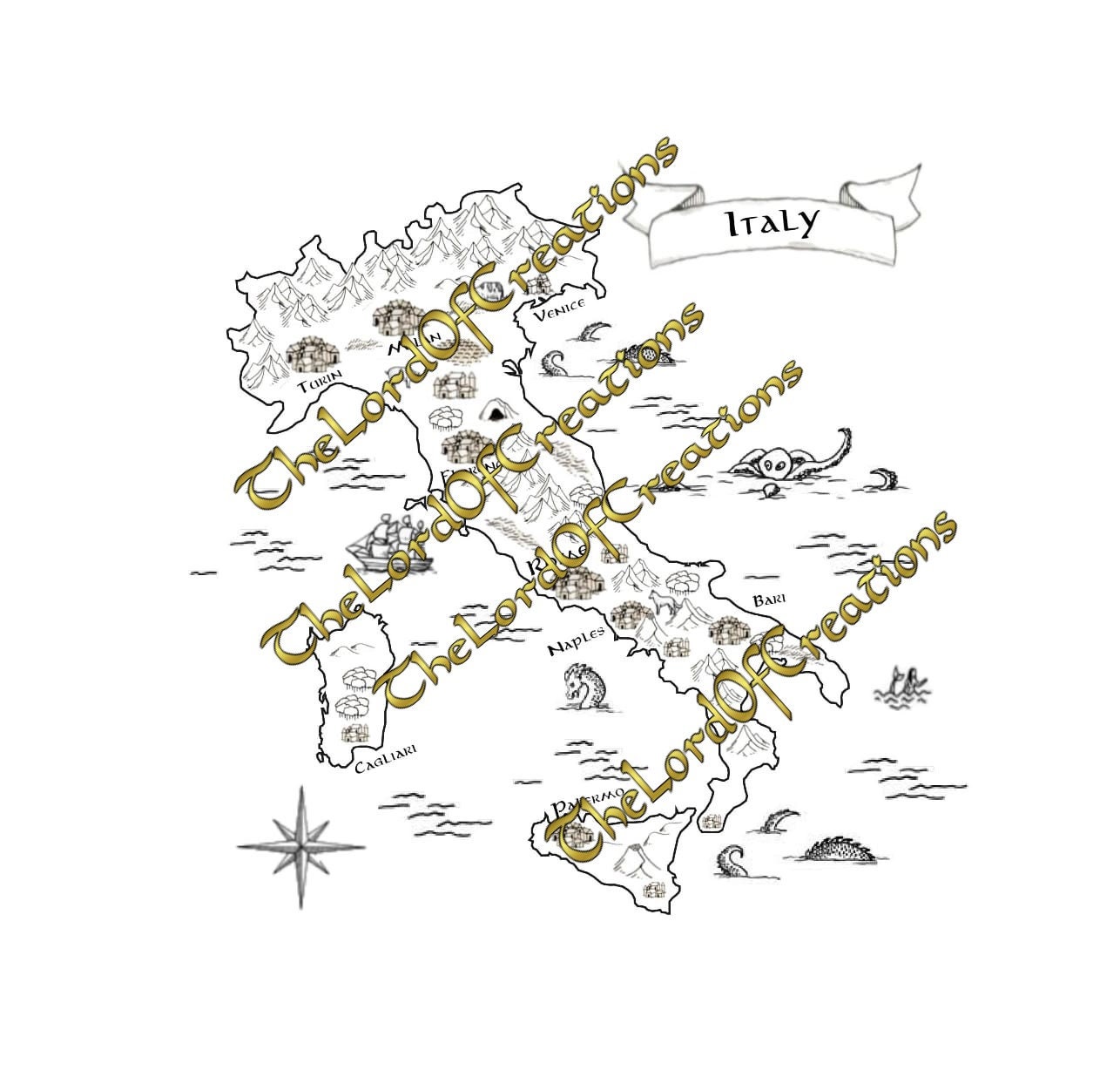 Image showcasing Custom Fantasy Wooden Laser Engraved Map - Personalize With Travel Path ...