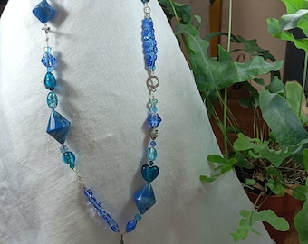1001 nights long necklace | long necklace | Glass pearl necklace | Blue long necklace | Women's necklace | Multicolor | Stainless steel | Unique piece |