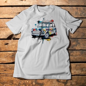 Urban Splatter Blue Mini Cooper Tee: Unique Street Style T-Shirt