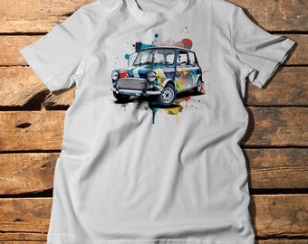 Urban Splatter Blue Mini Cooper Tee: Unique Street Style T-Shirt