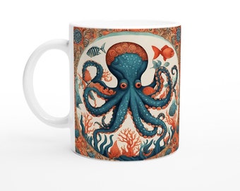 Octopus Mug White 11oz Ceramic Mug