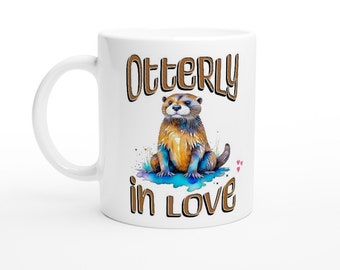 Otter Mug Valentines Day Otterly in Love Mug White 11oz Ceramic Mug