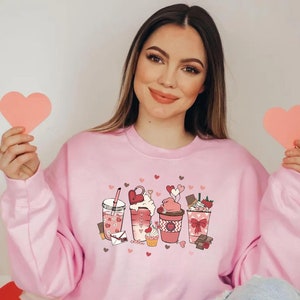 Valentine Coffee Heart Sweatshirt, Womens Cute Valentine Shirt, Cozy Love Sweatshirt, Women Valentine Sweater, Funny Valentine Gift for Her