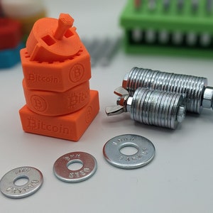 BITCOIN Crypto Seed Backup Jig for Steel Washers / M8 M10 / Hexagonal Round Square / Customizable 3D Print / Various Colors / PLA+