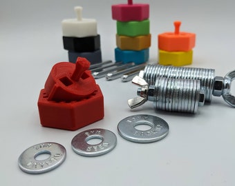 Crypto Seed Backup Jig for Steel Washers: M8 M10 / 18 & 24 dial slots / Hexagonal Round Square / Customizable / Various Colors
