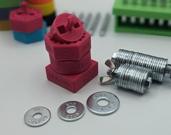 HEX Crypto Seed Backup Jig for Steel Washers: M8 M10 / 18 & 24 dial slots / Hexagonal Round Square / Customizable / Various Colors