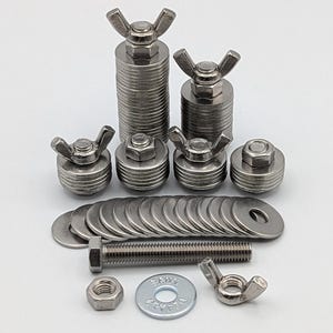 Steel Crypto Seed Backup M8 24 mm / A2 304 roestvrij staal / bout, moer, vleugelmoer, ringen voor seed-woorden en wachtwoordzin