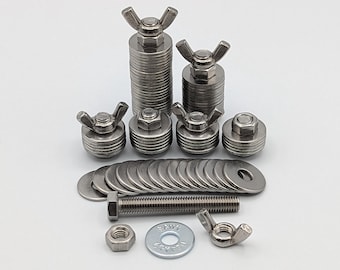 Steel Crypto Seed Backup M8 24mm / A2 304 Stainless Steel / Bolt, Nut, Wingnut, Washers for seed words & passphrase