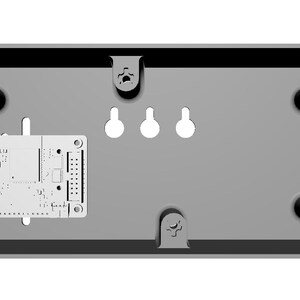 Pode incluir: Uma caixa retangular cinza com uma borda preta, com uma placa de circuito e hardware de montagem. A caixa tem v&aacute;rios pontos de montagem e uma s&eacute;rie de orif&iacute;cios para componentes. A placa de circuito &eacute; branca.