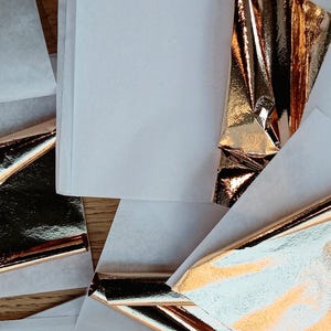 Libretto di foglie d'oro, carte in foglia di rame, foglie d'oro, qualità premium, fai da te, artigianato, arte, pittura, tecniche miste, multimediali, abbellimenti, collage,