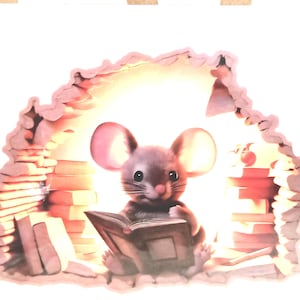 Porte de souris, porte de fée, décoration murale, livres, lecteur, Mr Potter, Beatrix Potter, jolie souris, autocollants, sticker mural, plinthe, nouveauté,