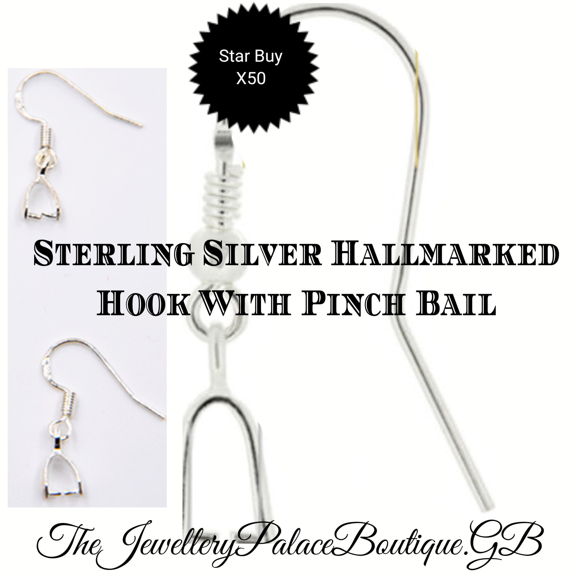 Sterling Silver,hallmarked,stamped,earring Hook,pinch Bail,gemtac