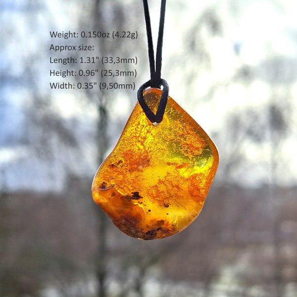 Gifts for her- Baltic polished amber amulet jewelry. Natural handmade amber pendant. A gem for protection, health & success. 0.150oz.