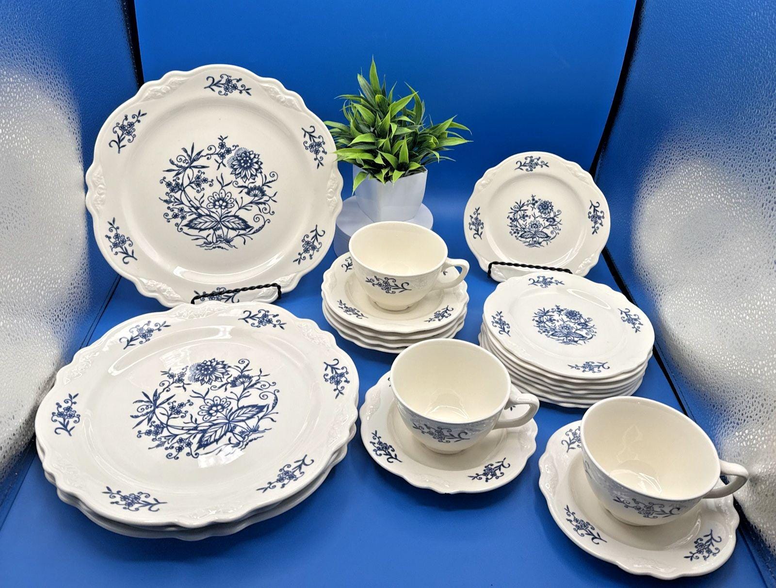 Homer Laughlin Dresden Imperial Blue Onion China 21 Mixed Pieces
