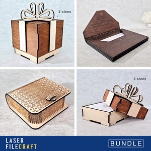 Caixas de presente decorativas e porta-cartões de presente. 3mm-5mm. SVG, DXF, Ai, LBRN2. Arquivos cortados a laser (produto digital)