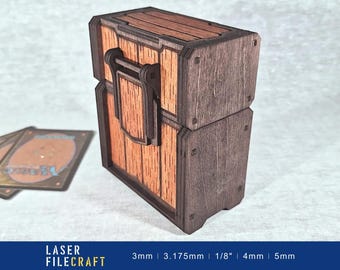 Laser Cut Card Storage Box SVG, Sliding Hinge Lock (Digital Product)