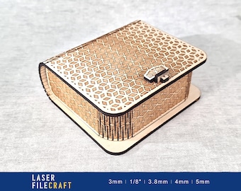 Decorative Wood Box with Lock. 3mm, 1/8in, 3.8mm, 4mm, 5mm. SVG, AI, LBRN2. Laser Cut Files (digital product)