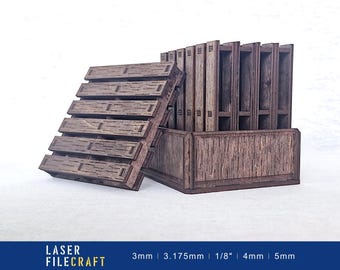 Laser Cut Pallet Coaster Set, svg dxf ai pdf lbrn2 Files (Digital Product)