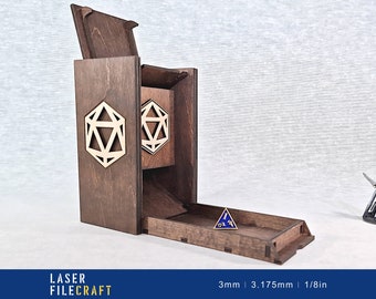 Foldable Mini Dice Tower, Laser Cut Files (SVG, DXF, PDF, Ai, Lbrn2)