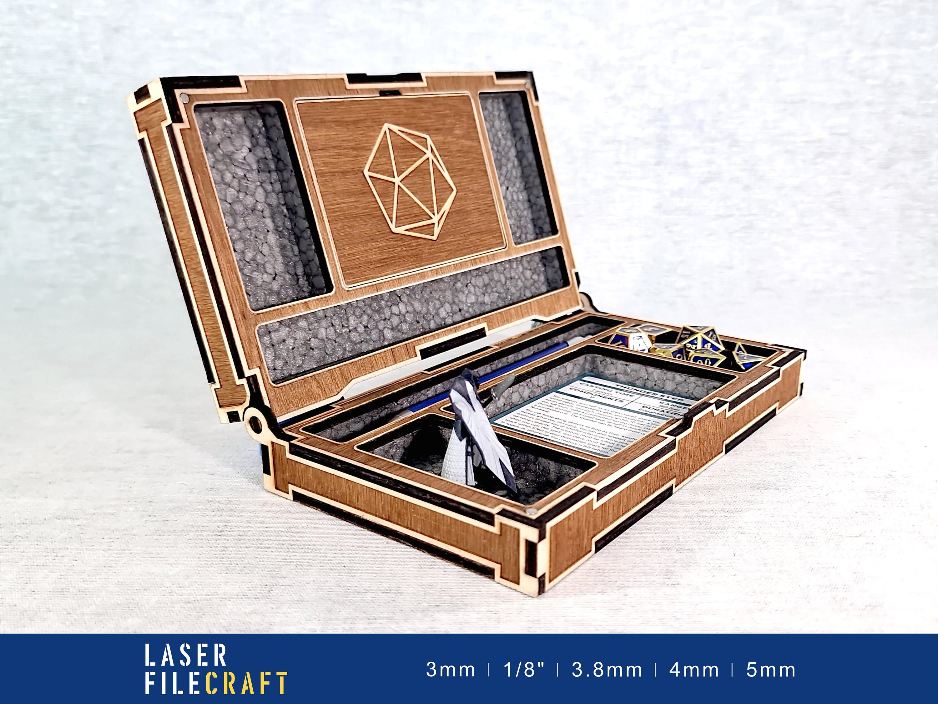 Dice Box. RPG Vault. Dungeons & Dragons. 3mm, 1/8in, 3.8mm, 4mm, 5mm. Laser Cut Files. SVG, AI, LBRN2 (digital product)