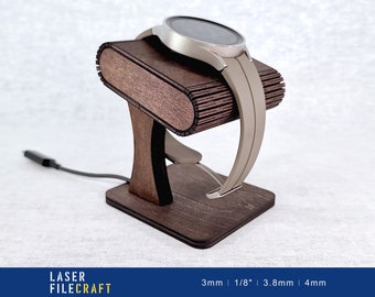 Laser Cut Watch Charging Stand: Apple & Galaxy Dock (SVG, DXF, PDF, Ai, Lbrn2)