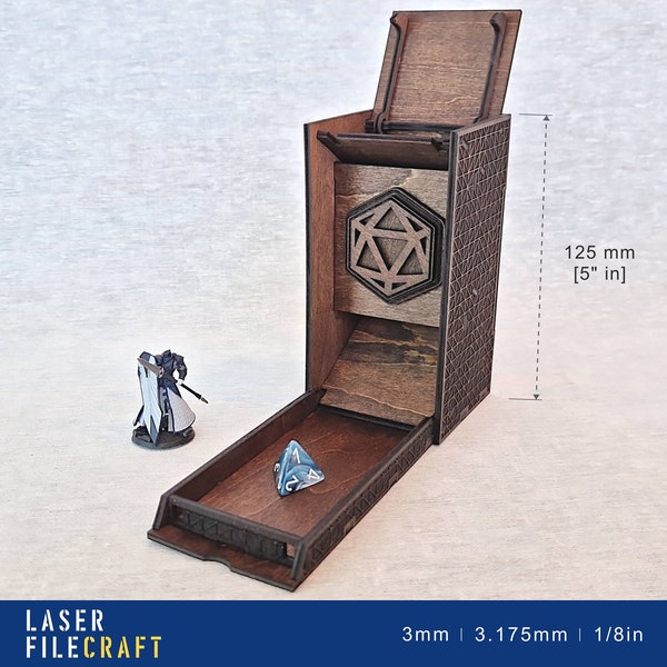 Dice Tower Foldable. Mini DnD tower. 3mm, 3.175mm, 1/8in. Laser cut files. SVG, DXF, PDF, Ai, Lbrn2 (digital product)