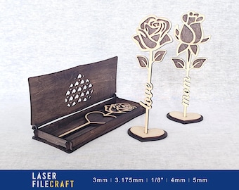 Laser Cut Flower Gift Set, SVG DXF Ai PDF LBRN2 (Digital Product)