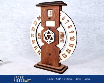 DnD Time Tracker, Laser Cut RPG Accessory (Digital product)