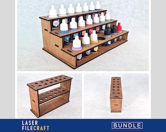 Paint Storage Rack & Brush Holder. SVG Laser File. 3mm, 1/8in, 3.8mm, 4mm, 5mm. SVG, AI, LBRN2 Laser Cut Files (digital product)