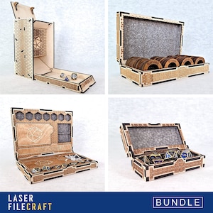 Lote grande de DnD. Juego de anillos de estado. Torre de dados. Caja de dados. Minicaja. 3 mm, 1/8 in, 4 mm, 5 mm. SVG, AI, LBRN2. Archivos cortados con láser (producto digital)