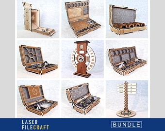 DnD Mega Bundle. Dice Boxes & Tower. Condition Set. Tracker. 3mm, 1/8 in, 3.8mm, 4mm, 5mm. Laser cut files. SVG, AI, LBRN2 (digital product)