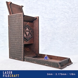 Würfelturm faltbar. D&D Würfel Roller. Verliese und Drachen. 3mm, 3.175mm, 1/8zoll. SVG, DXF, PDF, Ai, Lbrn2. Laser Cut Files (digitales Produkt)