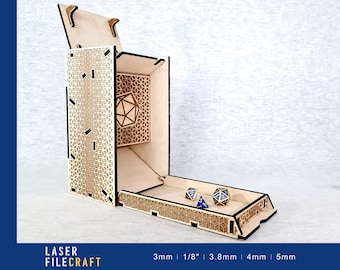 Dice Tower Foldable. 3mm, 1/8in, 3.8mm, 4mm, 5mm. SVG, AI, LBRN2. Laser Cut Files (digital product)