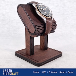 Présentoir à montres en bois. 3 mm, 1/8 po., 3,8 mm, 4 mm, 5 mm. SVG, IA, LBRN2. Fichiers découpés au laser (produit numérique)