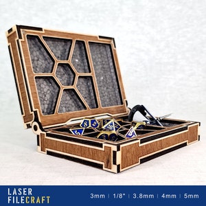 Würfel & Miniaturen Box. Verliese und Drachen. 3mm, 1/8zoll, 3,8mm, 4mm, 5mm. Laser-Cut-Dateien. SVG, AI, LBRN2 (digitales Produkt)